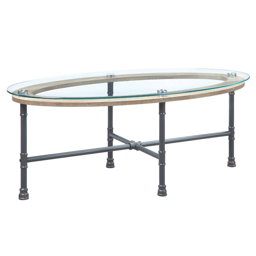 Brantley Clear Glass & Sandy Gray Finish Coffee Table