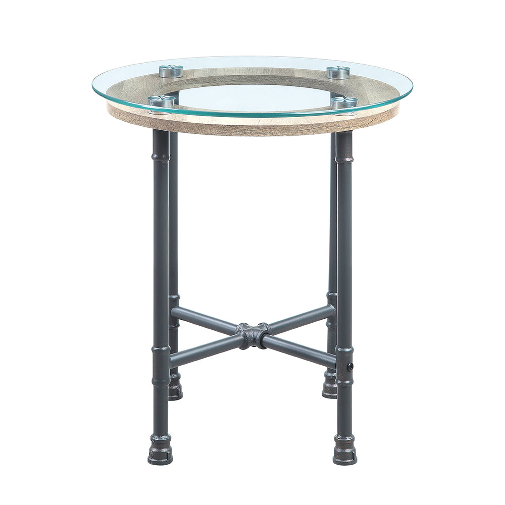 Brantley Clear Glass & Sandy Gray Finish End Table