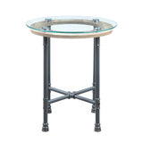 Brantley Clear Glass & Sandy Gray Finish End Table