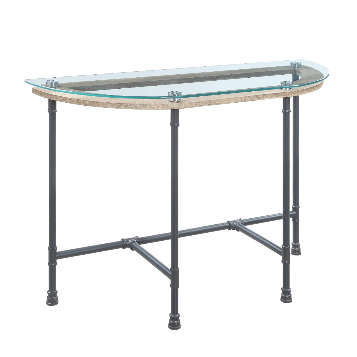 Brantley Clear Glass & Sandy Gray Finish Side Table