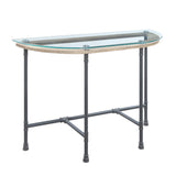 Brantley Clear Glass & Sandy Gray Finish Side Table