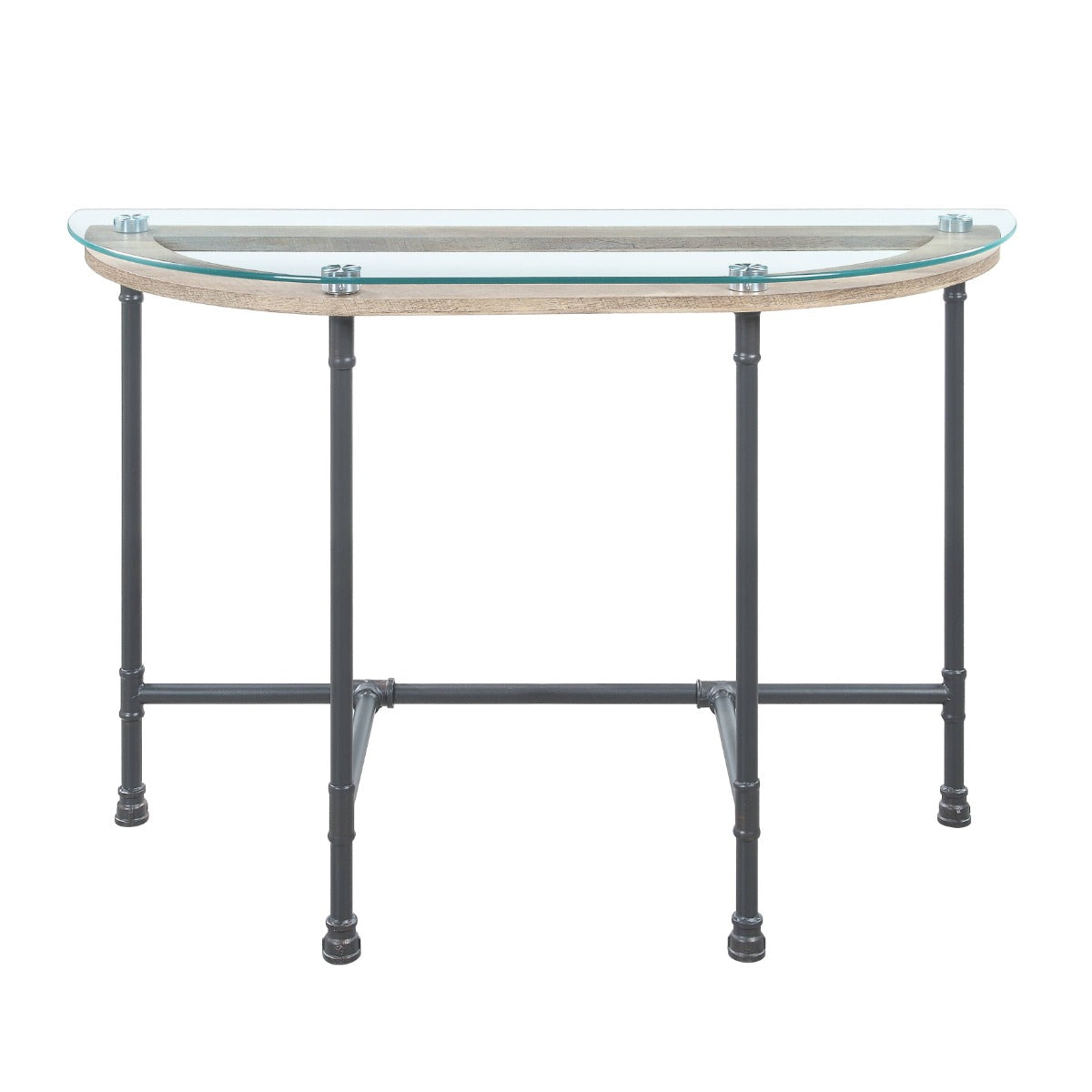 Brantley Clear Glass & Sandy Gray Finish Side Table