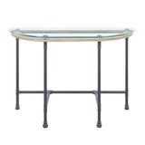 Brantley Clear Glass & Sandy Gray Finish Side Table