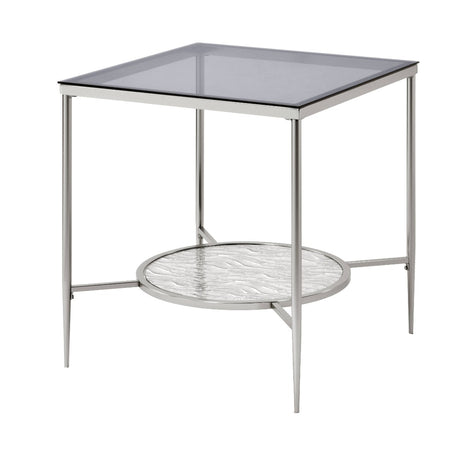 Adelrik Glass & Chrome Finish End Table