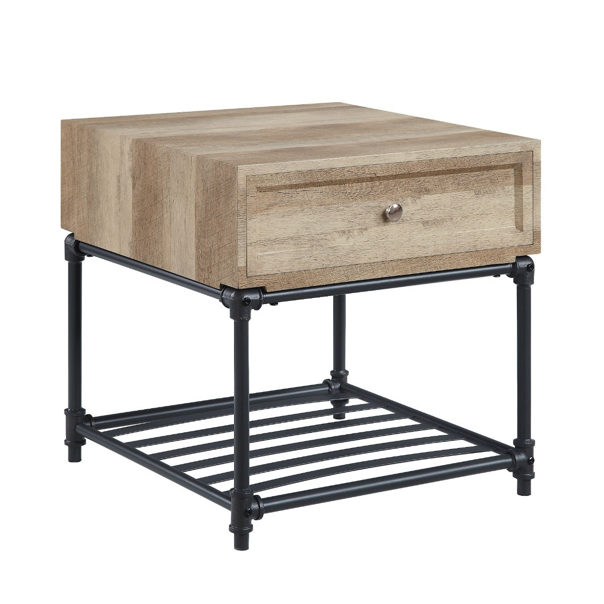 Brantley Oak & Sandy Black Finish End Table