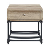 Brantley Oak & Sandy Black Finish End Table