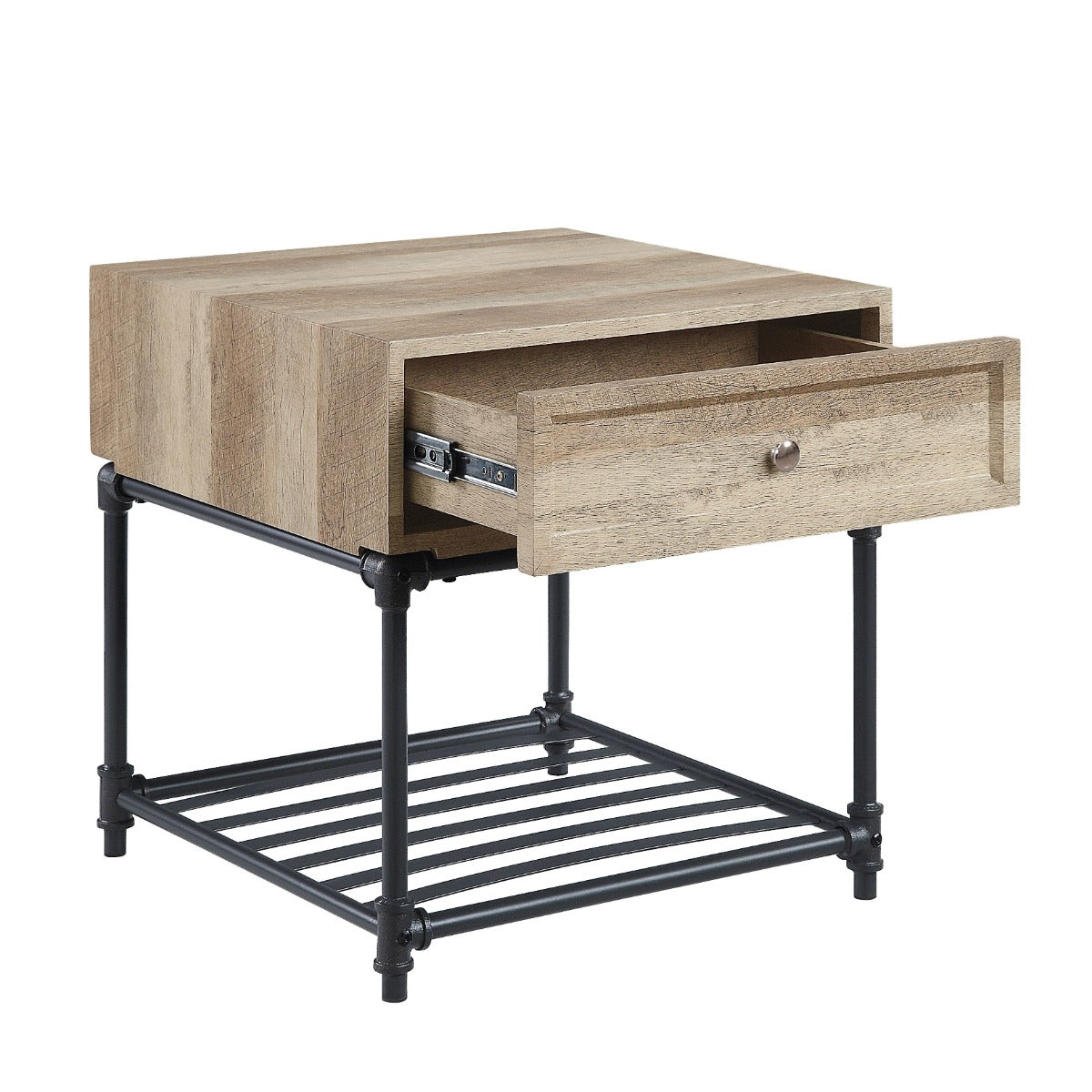 Brantley Oak & Sandy Black Finish End Table