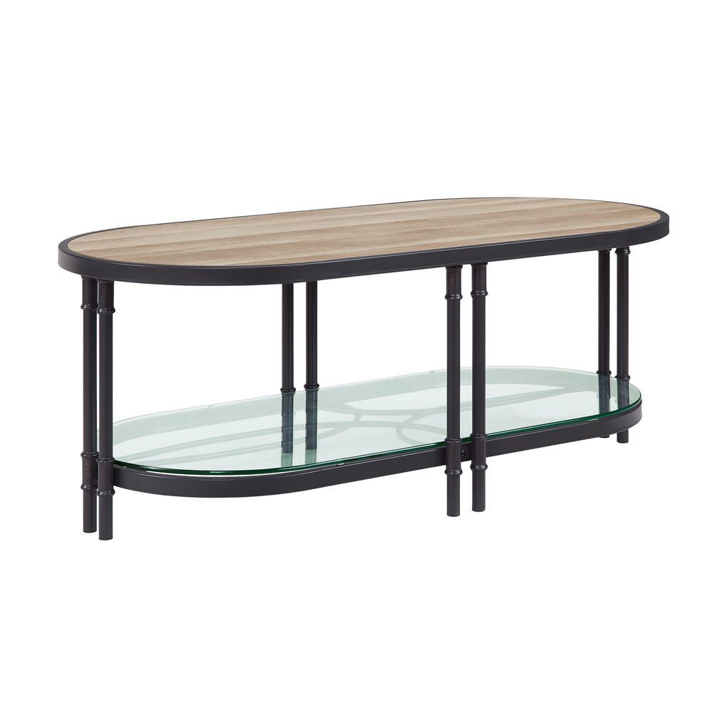 Brantley Oak & Sandy Black Finish Coffee Table