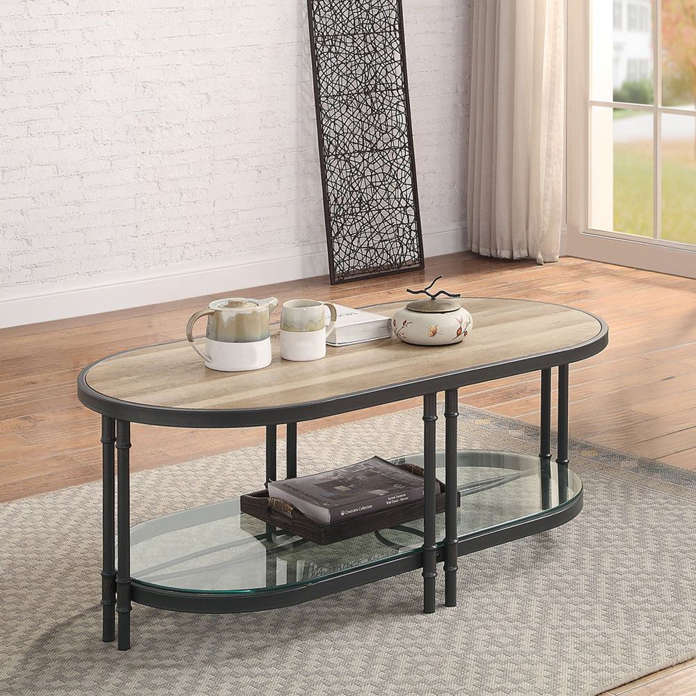 Brantley Oak & Sandy Black Finish Coffee Table