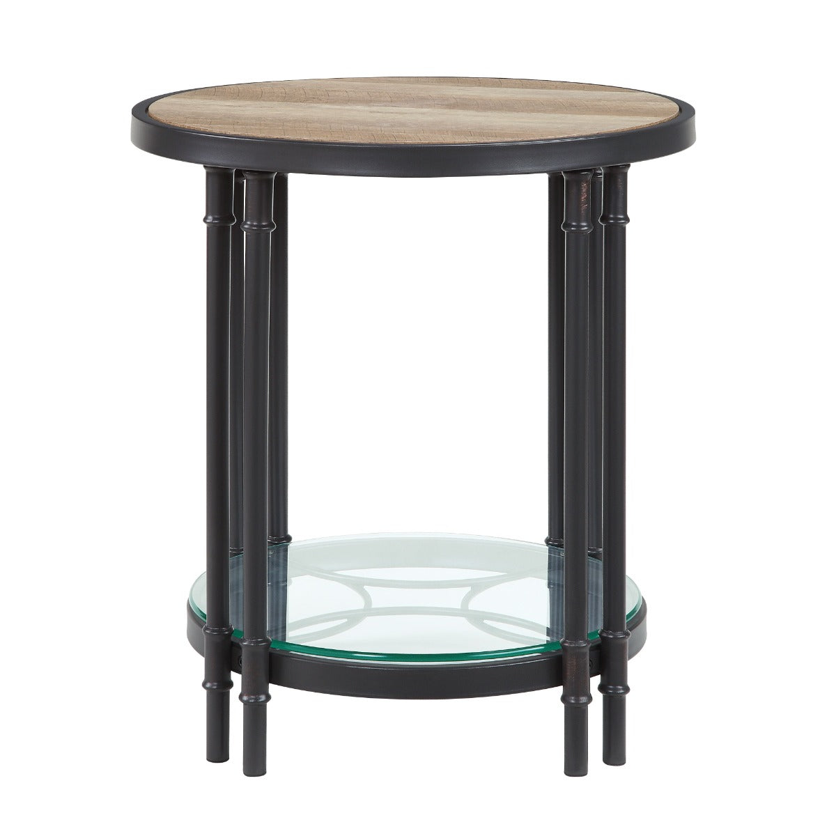 Brantley Oak & Sandy Black Finish End Table