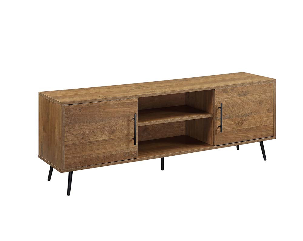 Wafiya Rustic Wood & Black Finish Tv Stand