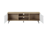 Wafiya Rustic Oak, White & Black Finish Tv Stand