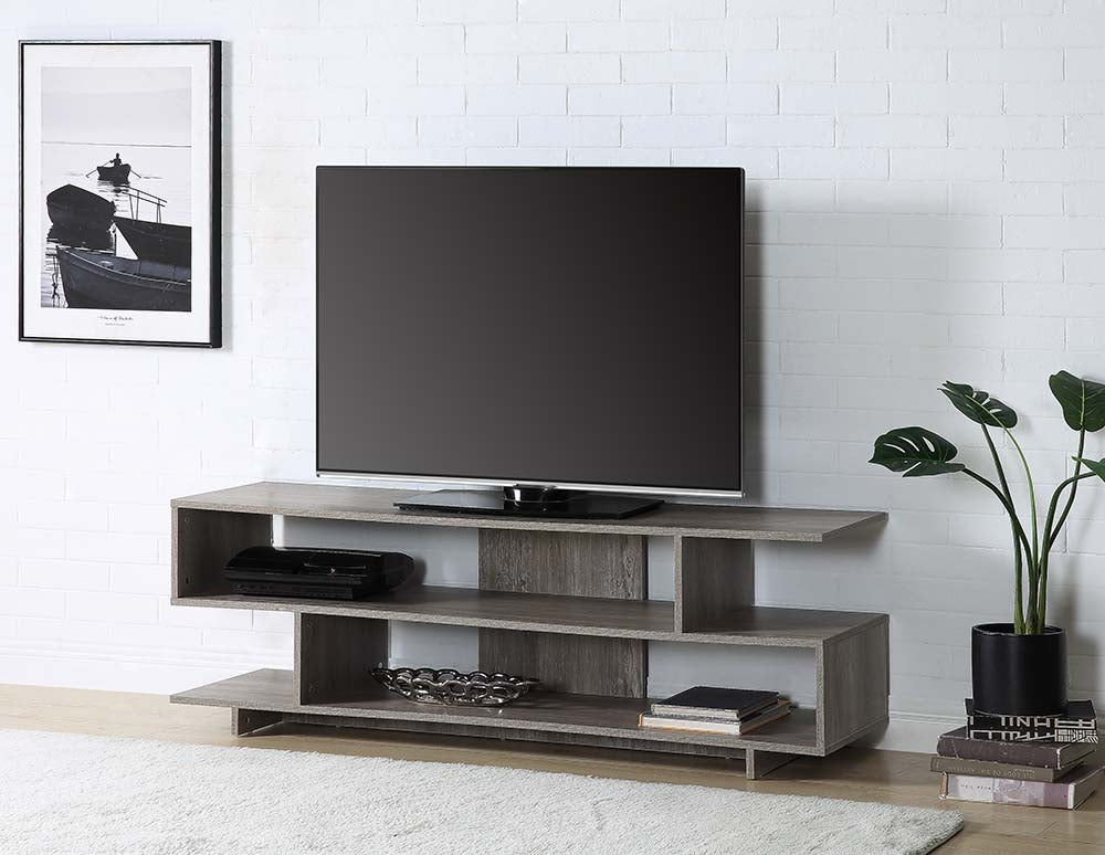 Abhay Grey Oak Finish Tv Stand