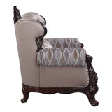 Benbek Fabric & Antique Oak Finish Sofa