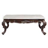 Benbek Marble & Antique Oak Finish Coffee Table