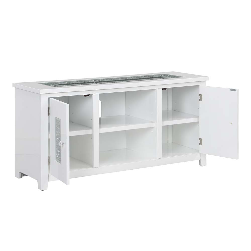 Elizaveta White High Gloss Finish Tv Stand