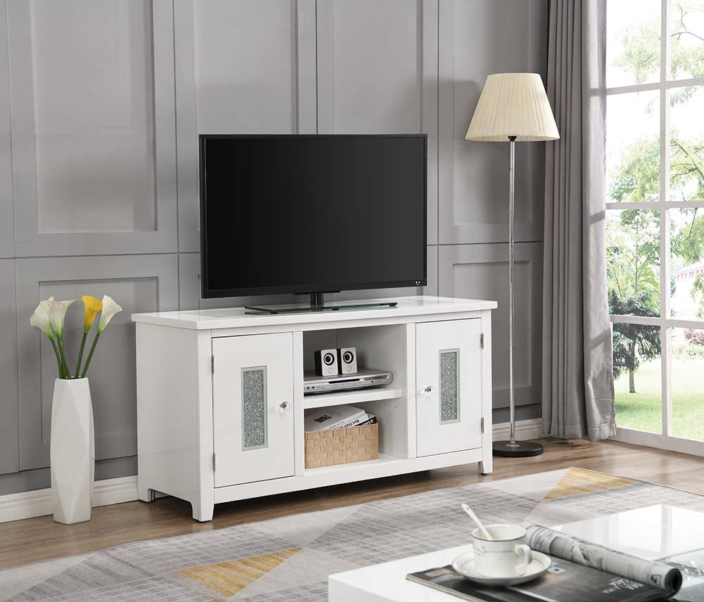 Elizaveta White High Gloss Finish Tv Stand