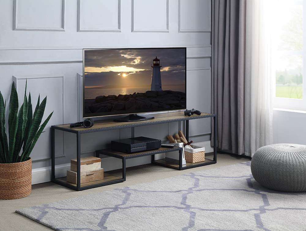 Idella Rustic Oak & Black Finish Tv Stand