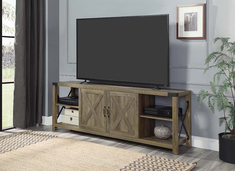 Abiram Rustic Oak Finish Tv Stand