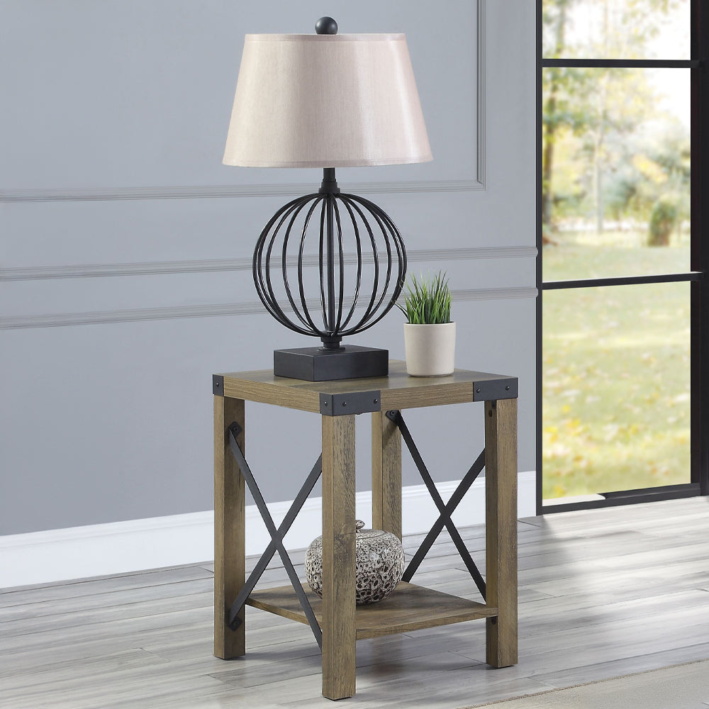 Abiram Rustic Oak Finish End Table