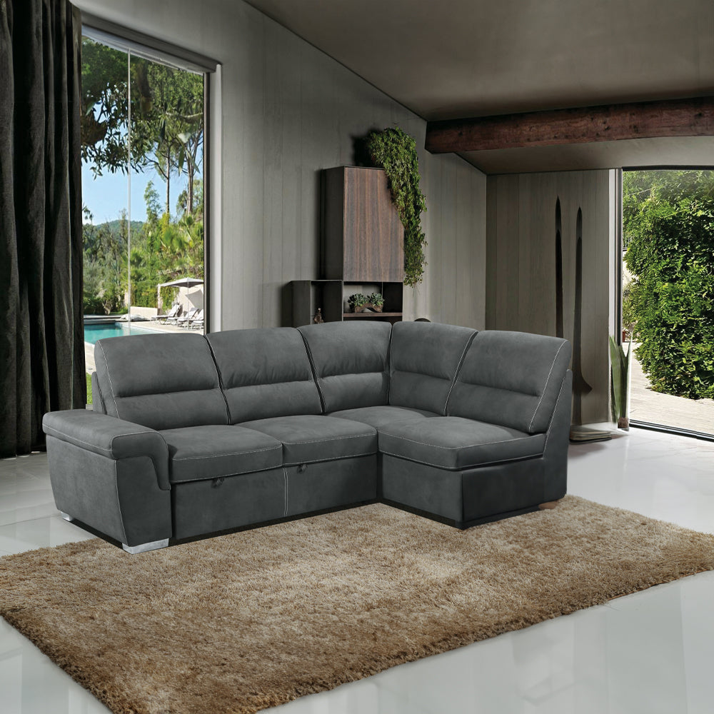 Acoose Gray Fabric Sectional Sofa