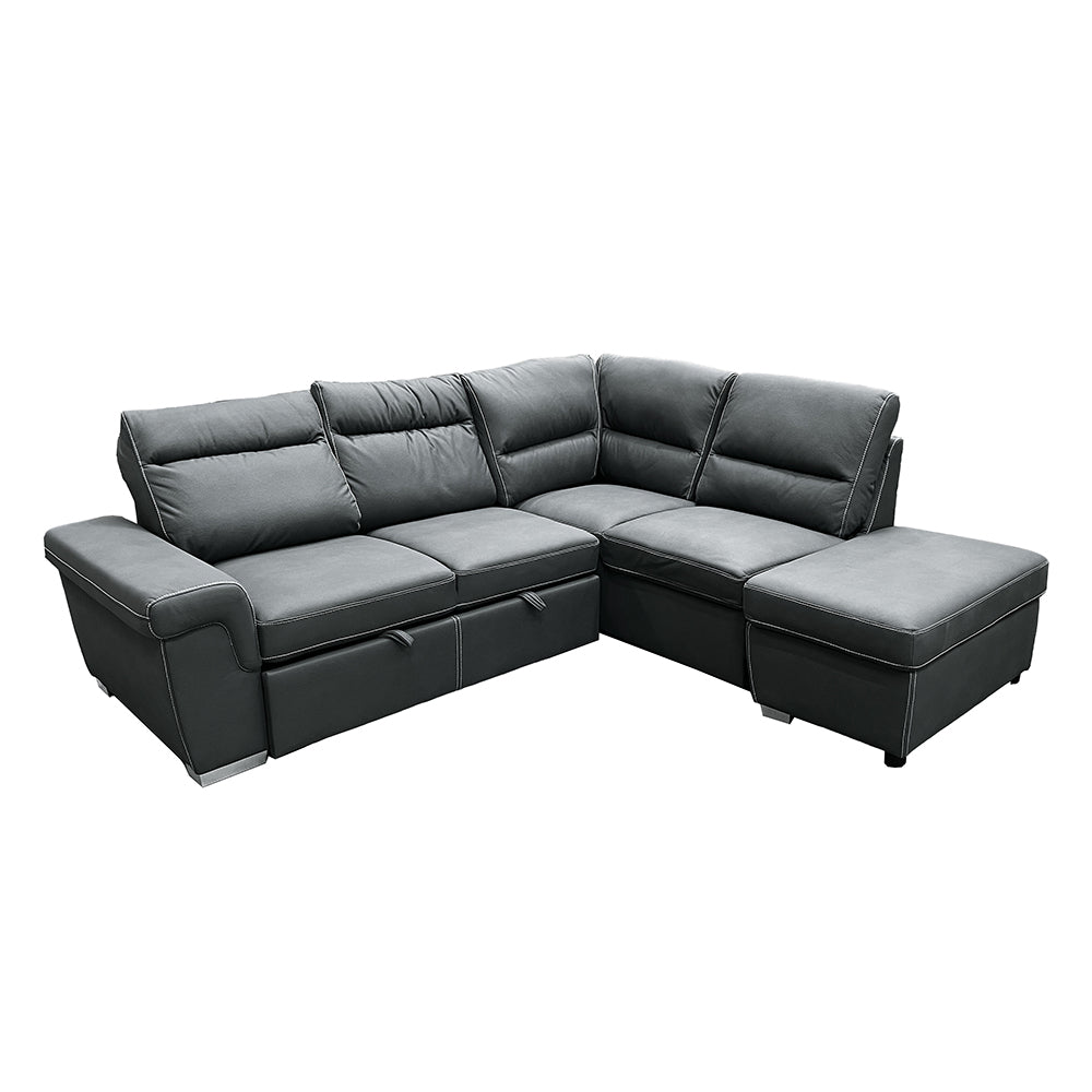 Acoose Gray Fabric Sectional Sofa