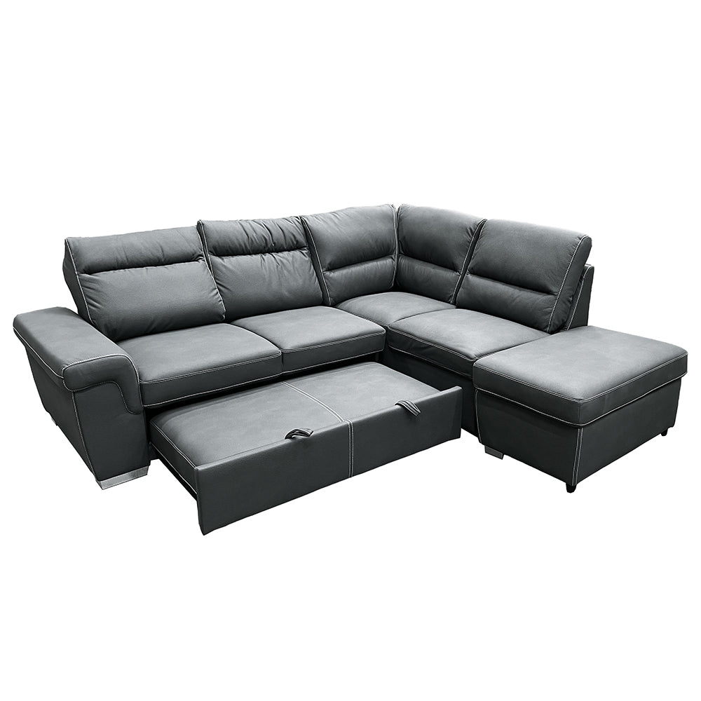 Acoose Gray Fabric Sectional Sofa