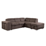 Acoose Brown Fabric Sectional Sofa