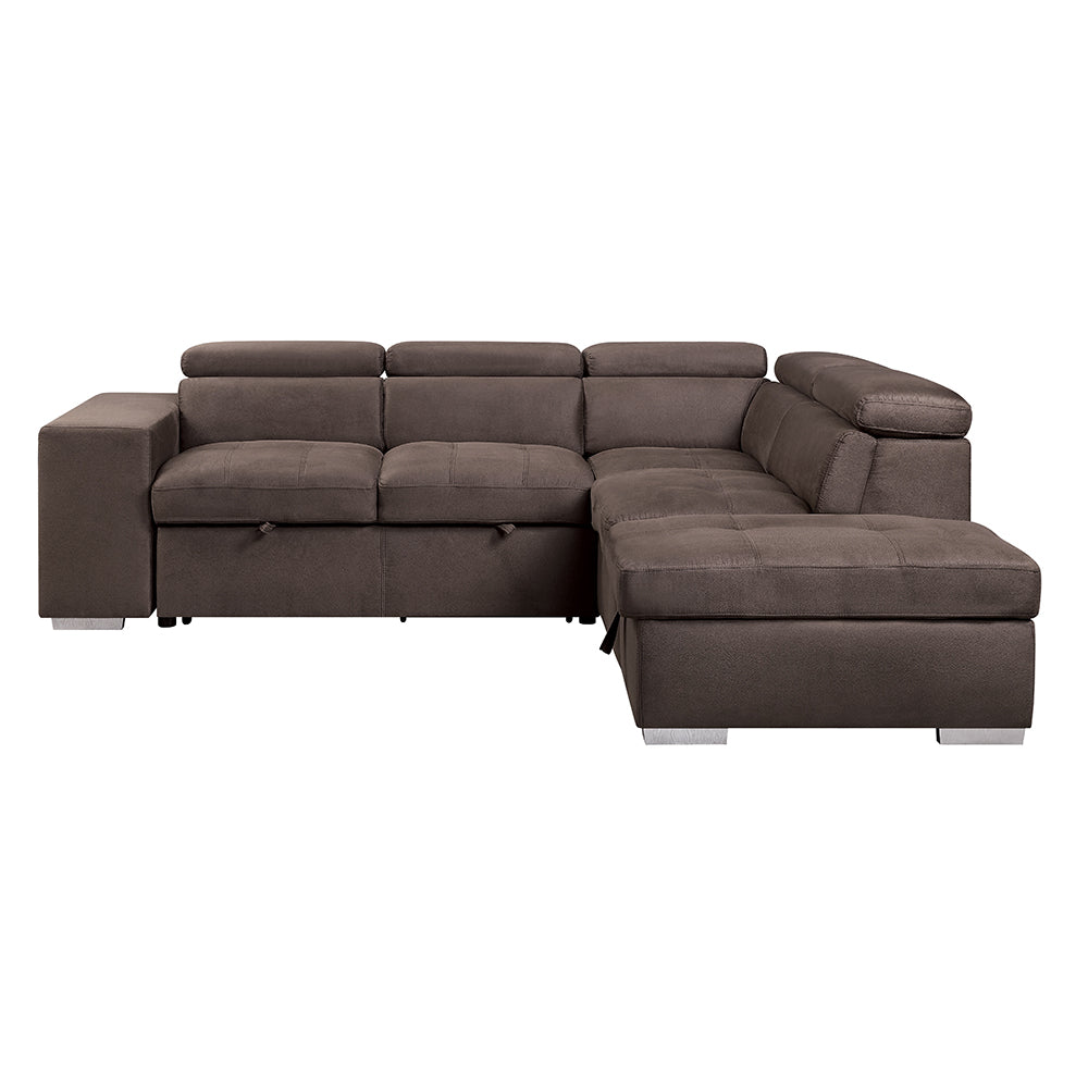 Acoose Brown Fabric Sectional Sofa