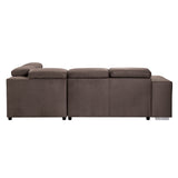 Acoose Brown Fabric Sectional Sofa