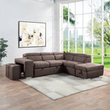 Acoose Brown Fabric Sectional Sofa