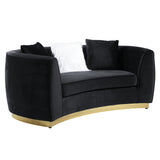 Achelle Black Velvet Loveseat