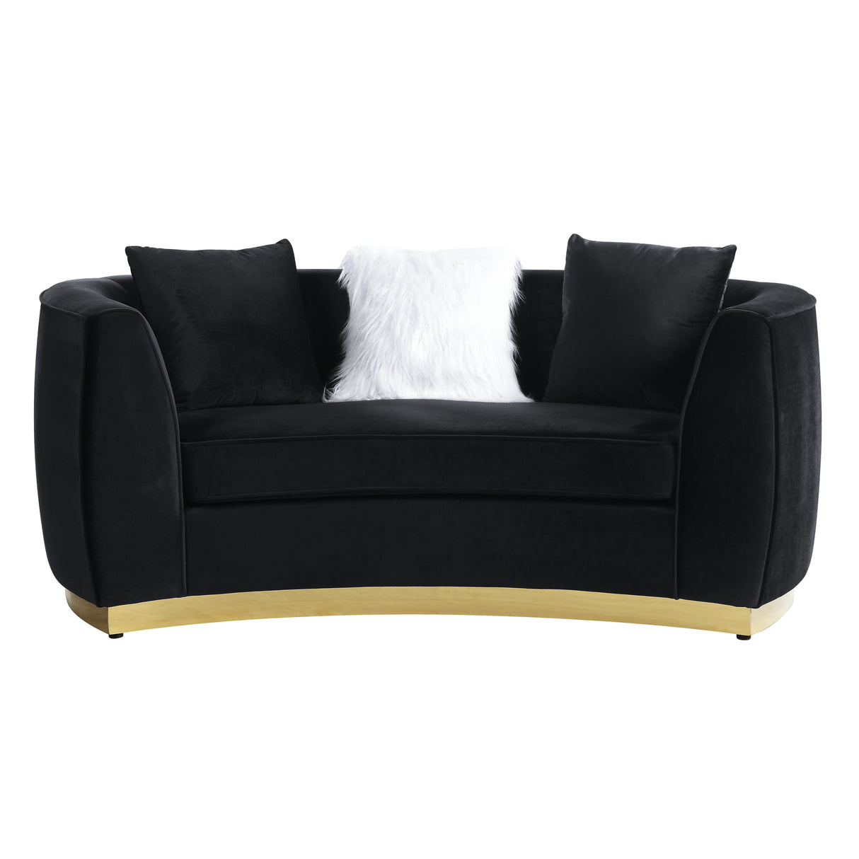 Achelle Black Velvet Loveseat