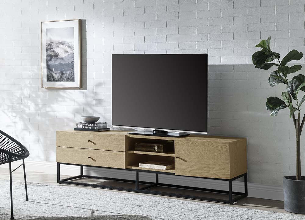 Isha Oak Finish Tv Stand