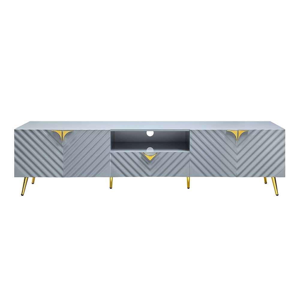 Gaines Gray High Gloss Finish Tv Stand