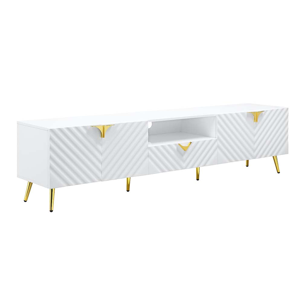 Gaines White High Gloss Finish Tv Stand