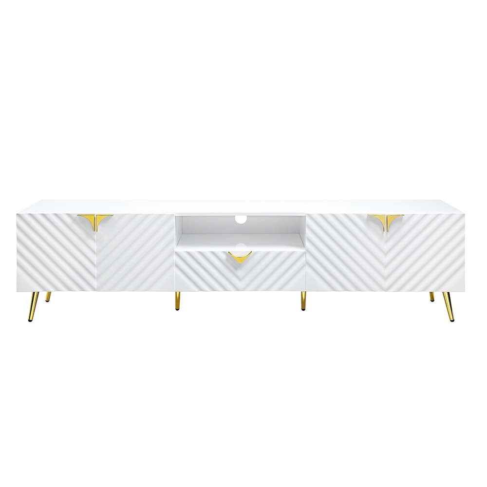 Gaines White High Gloss Finish Tv Stand