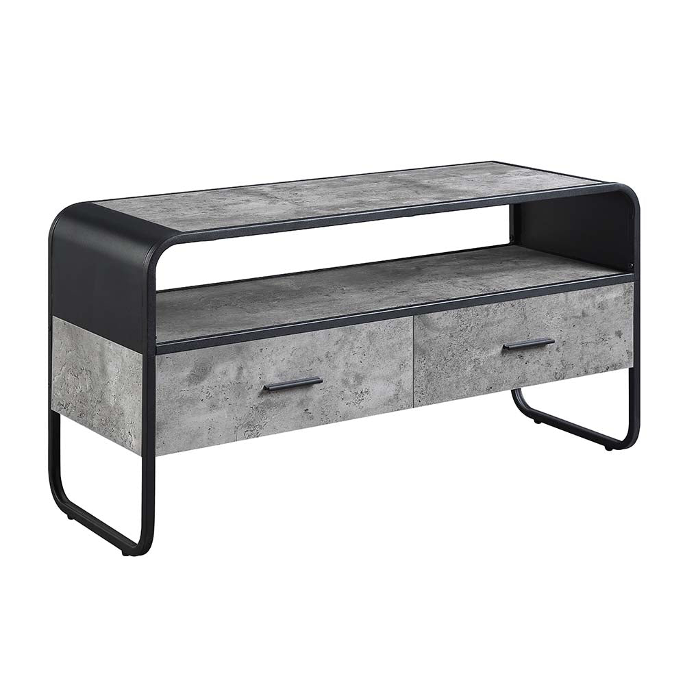 Raziela Concrete Gray & Black Finish Tv Stand