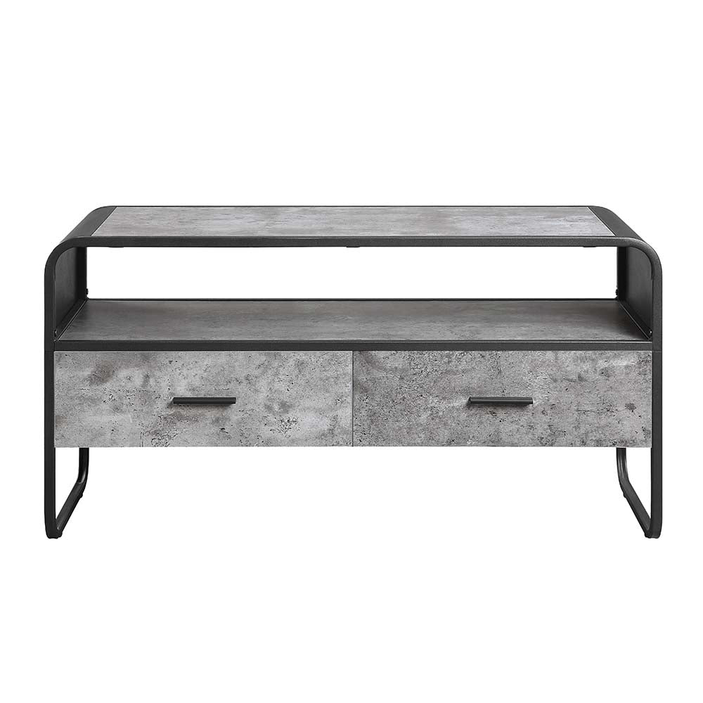 Raziela Concrete Gray & Black Finish Tv Stand