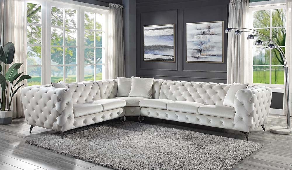 Atronia Beige Fabric Sectional Sofa