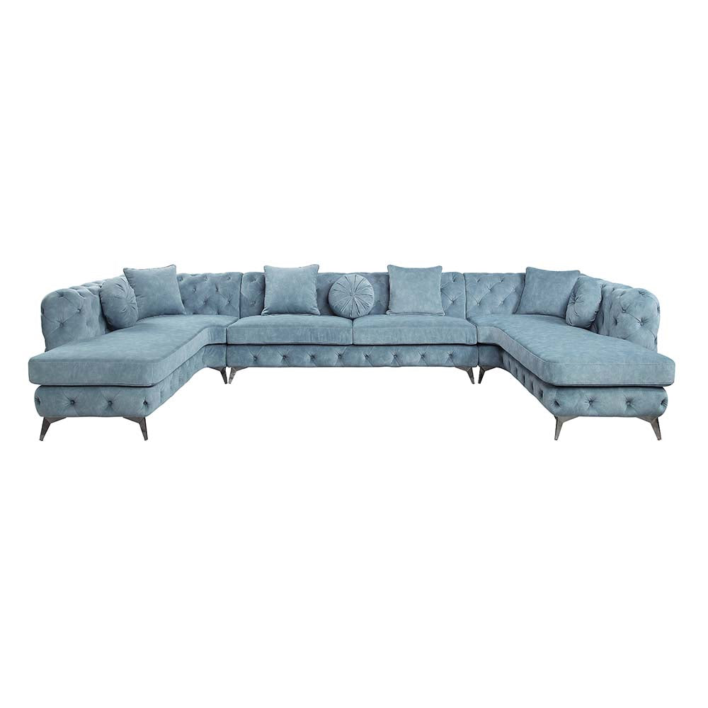 Atronia Deep Green Fabric Sectional Sofa