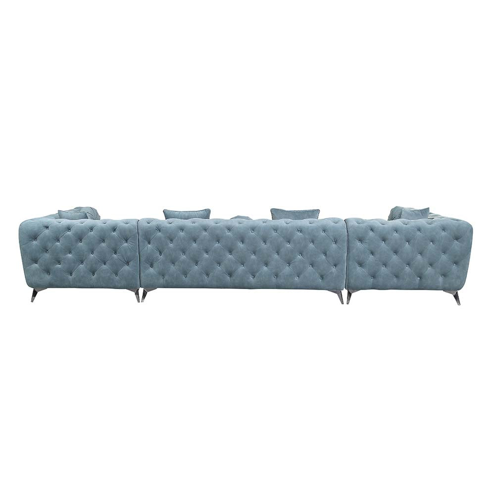 Atronia Deep Green Fabric Sectional Sofa