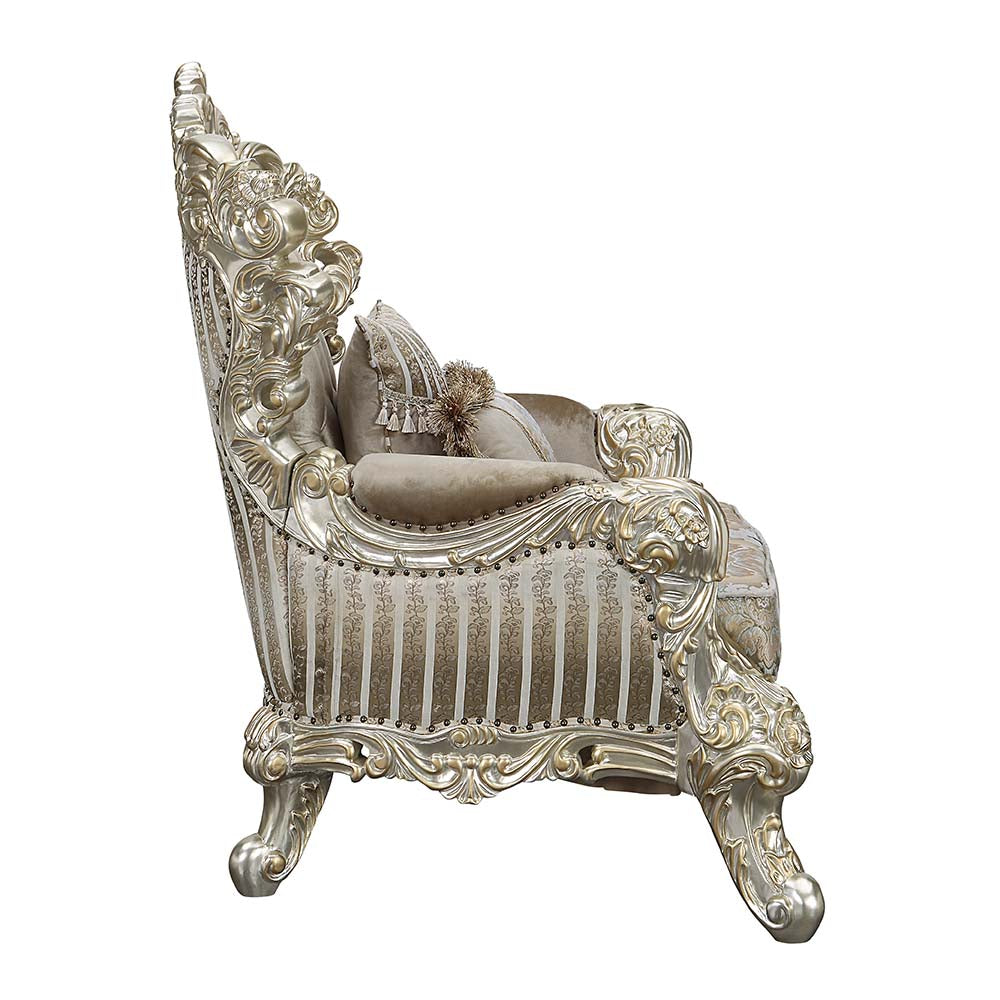 Sorina Velvet, Fabric & Antique Gold Finish Chair