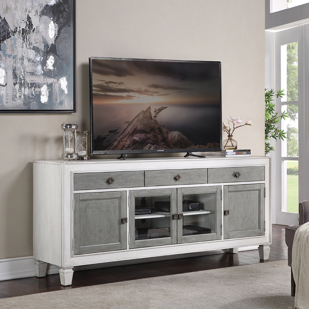 Katia Rustic Gray & Weathered White Finish Tv Stand