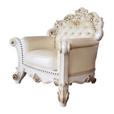 Vendom Champagne Synthetic Leather & Antique Pearl Finish Chair