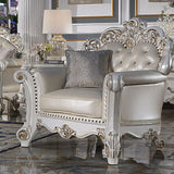 Vendom Champagne Synthetic Leather & Antique Pearl Finish Chair