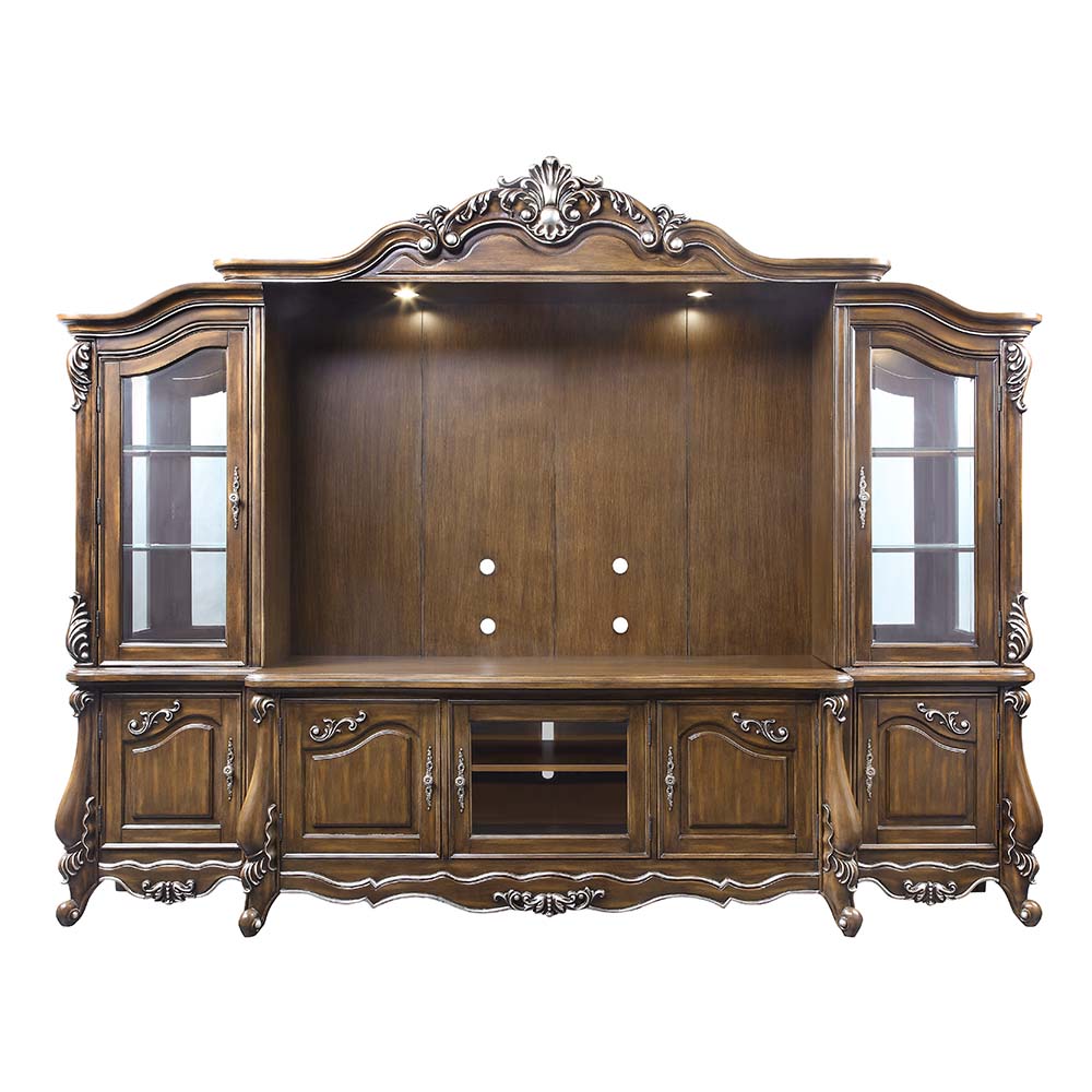 Latisha Antique Oak Finish Entertainment Center