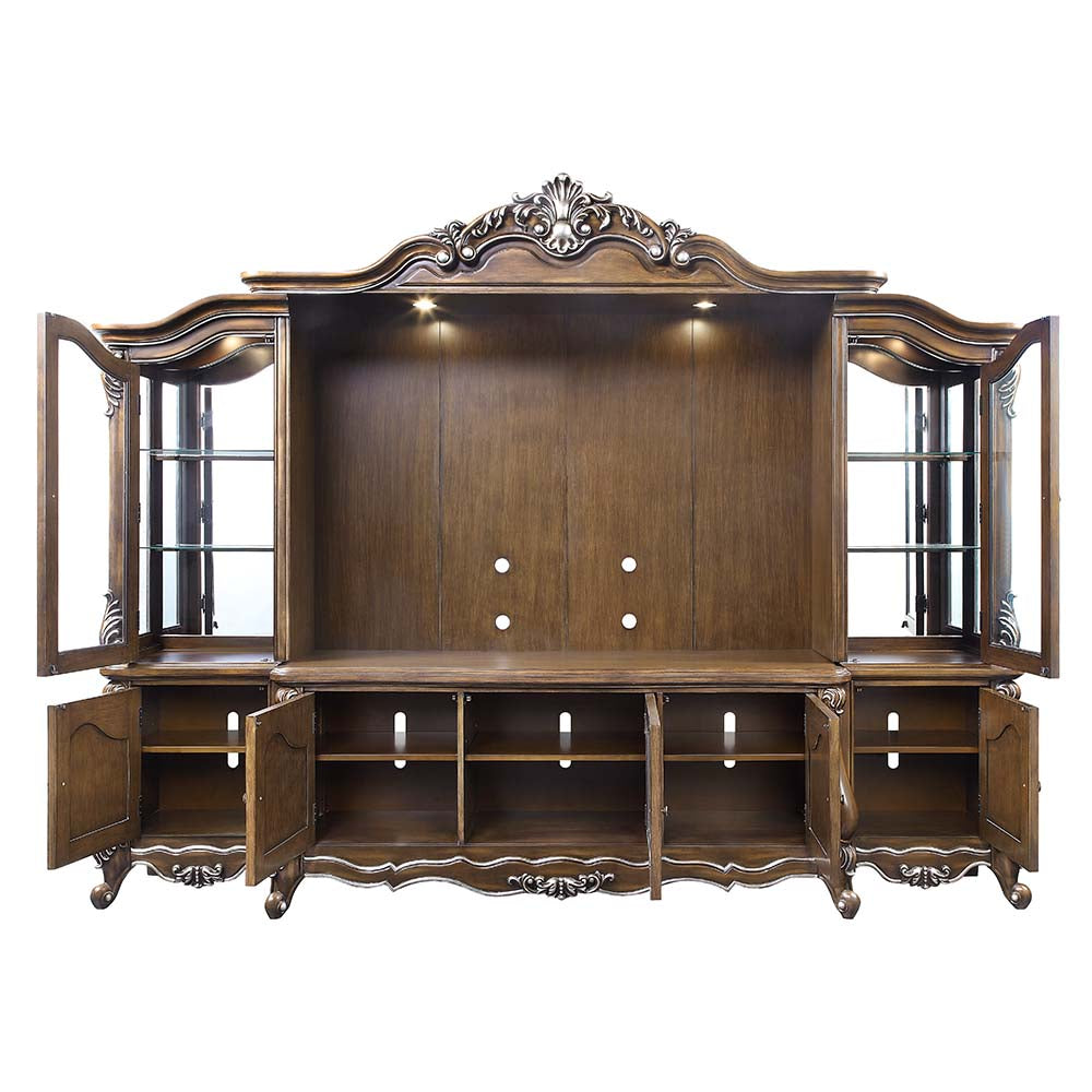 Latisha Antique Oak Finish Entertainment Center