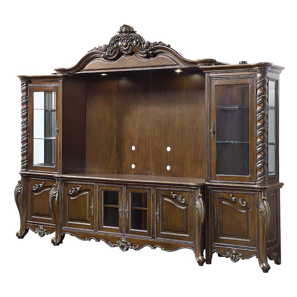 Devayne Dark Walnut Finish Entertainment Center