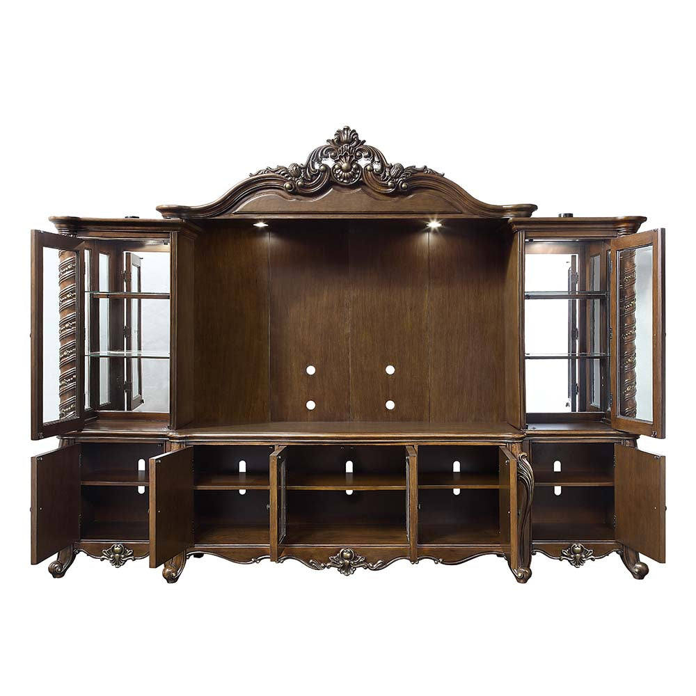 Devayne Dark Walnut Finish Entertainment Center